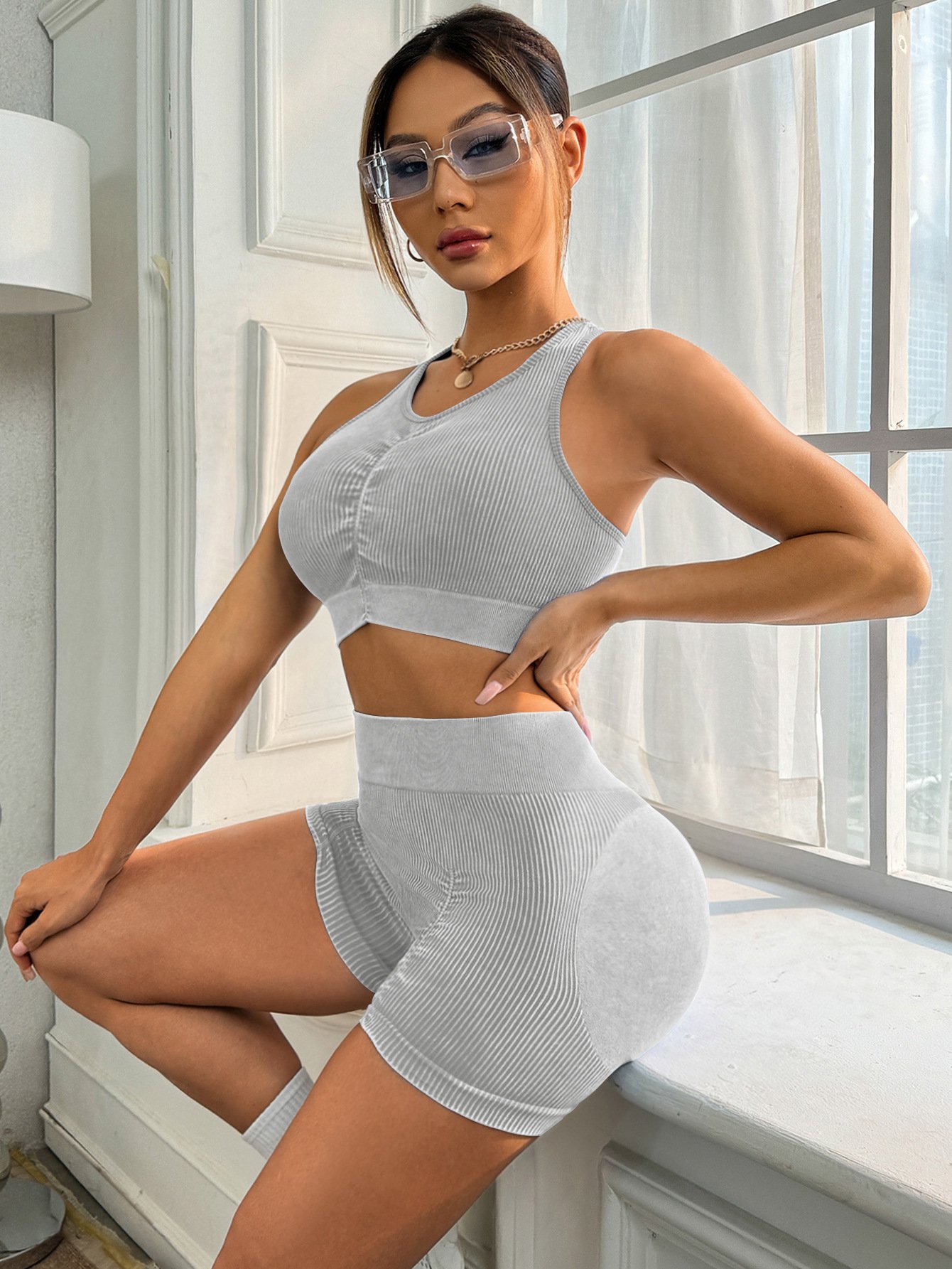 Seamless Washed Yoga Sports Set XYT001 - Imagen 5