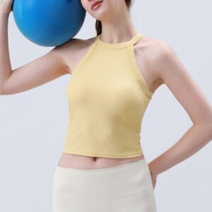 Women's High-Neck Sleeveless Ribbed Tank Tops FYB003