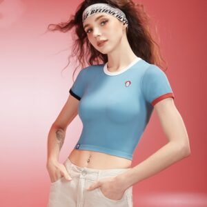 Women's Navy Blue Ribbed Crop Top BCD001