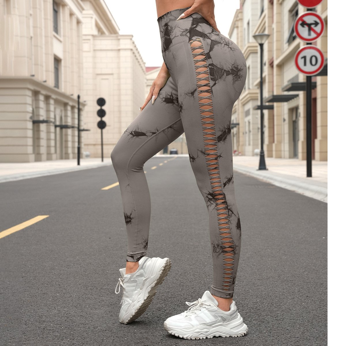 Seamless Tie-Dye Mesh Athletic Leggings MML007 – Bild 2