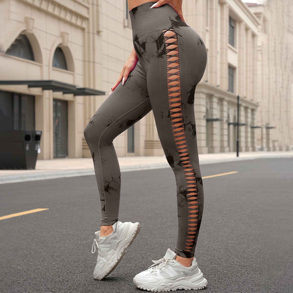 Seamless Tie-Dye Mesh Athletic Leggings MML007 – Bild 6