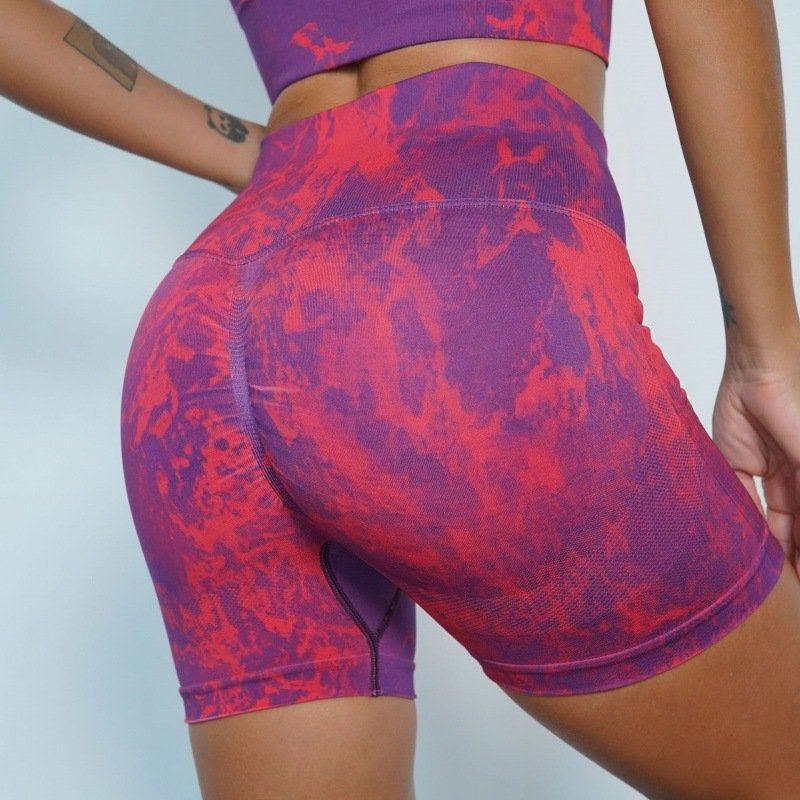 Seamless Marbled Tie-Dye Athletic Shorts YTZ001 - Image 2