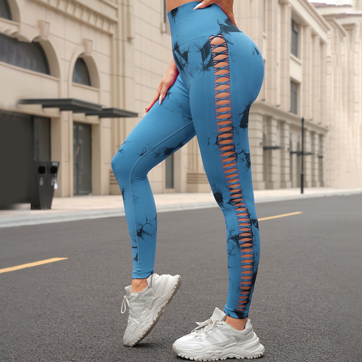 Seamless Tie-Dye Mesh Athletic Leggings MML007 – Bild 3