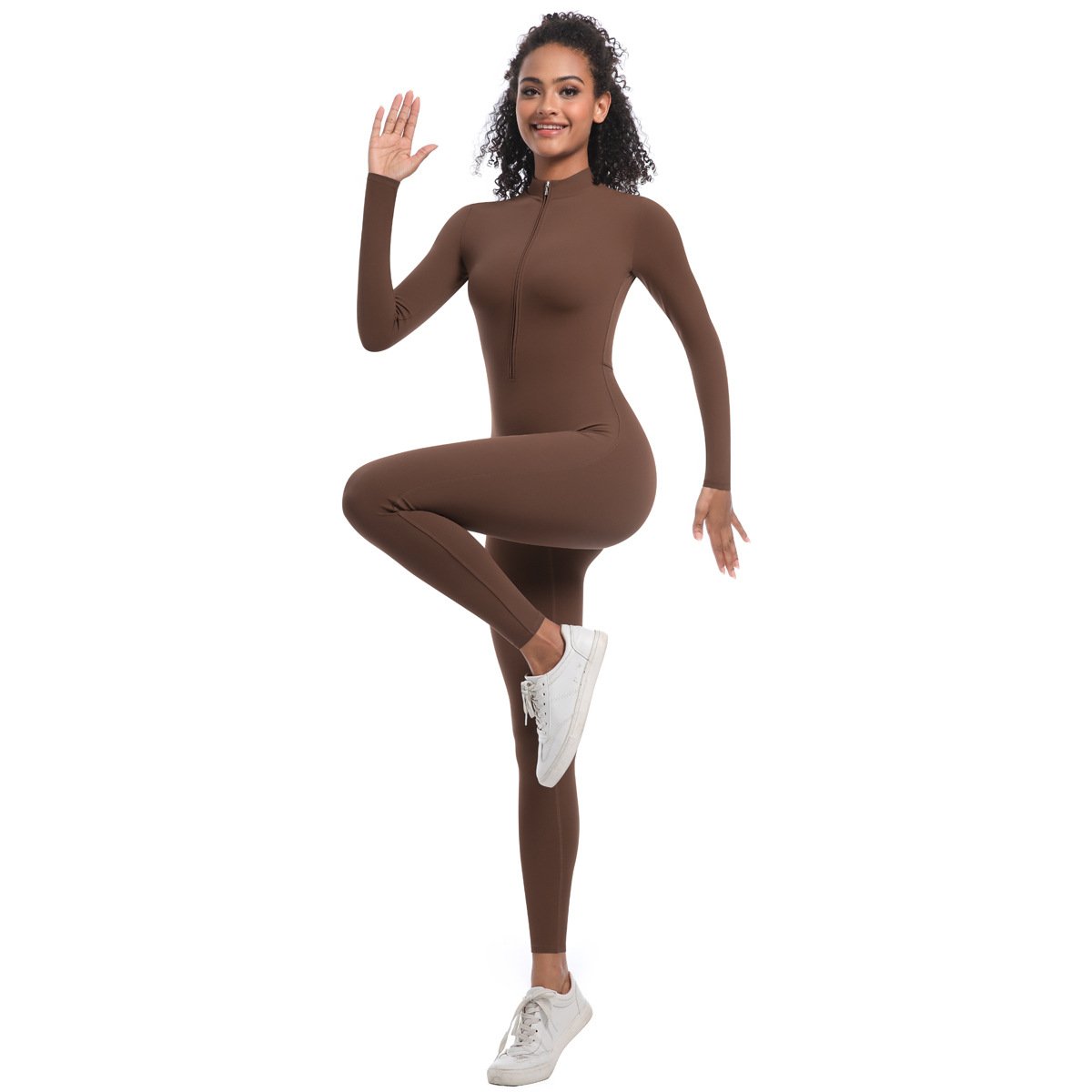 Seamless Zip-Front Long-Sleeve Bodysuit YSKFJ001 - Image 4